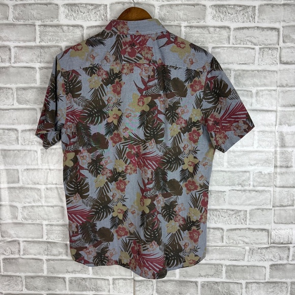 UNTUCKit Dusty Blue Colorful Floral Hawaiian Style Button Up Shirt LARGE SLIM - Picture 4 of 6